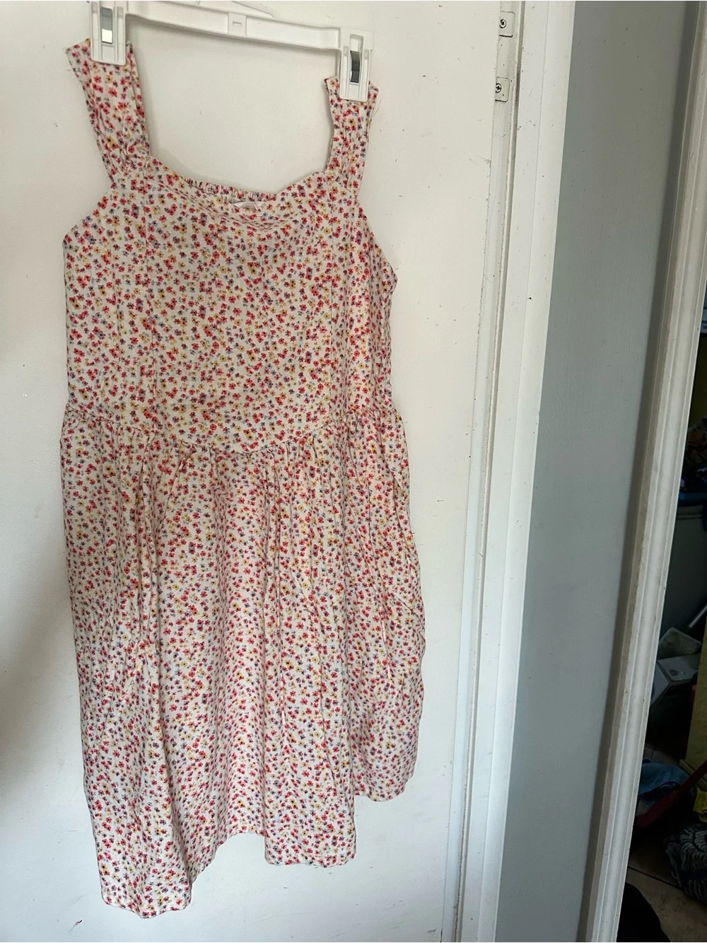 GAP Cream Floral Sundress with Pink and Red Blossoms
